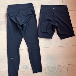 Lululemon Athletica Black Leggings size 8 and Shorts size 10